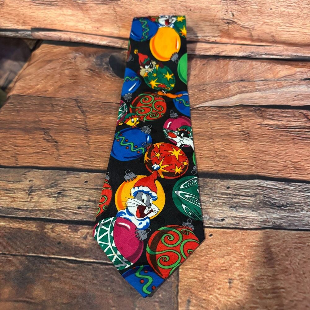 Vtg 1994 Looney Tunes Mania Christmas Tie Ornaments Bugs Taz Daffy Tweety Korea